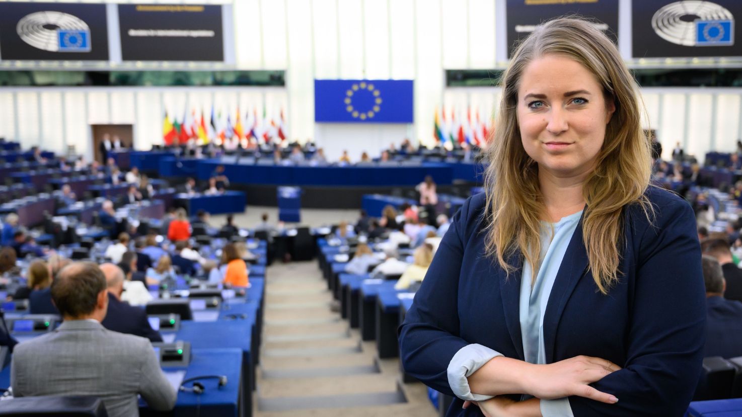 Emma Wiesner (C), toppkandidat i EU-valet, i EU-parlamentet.