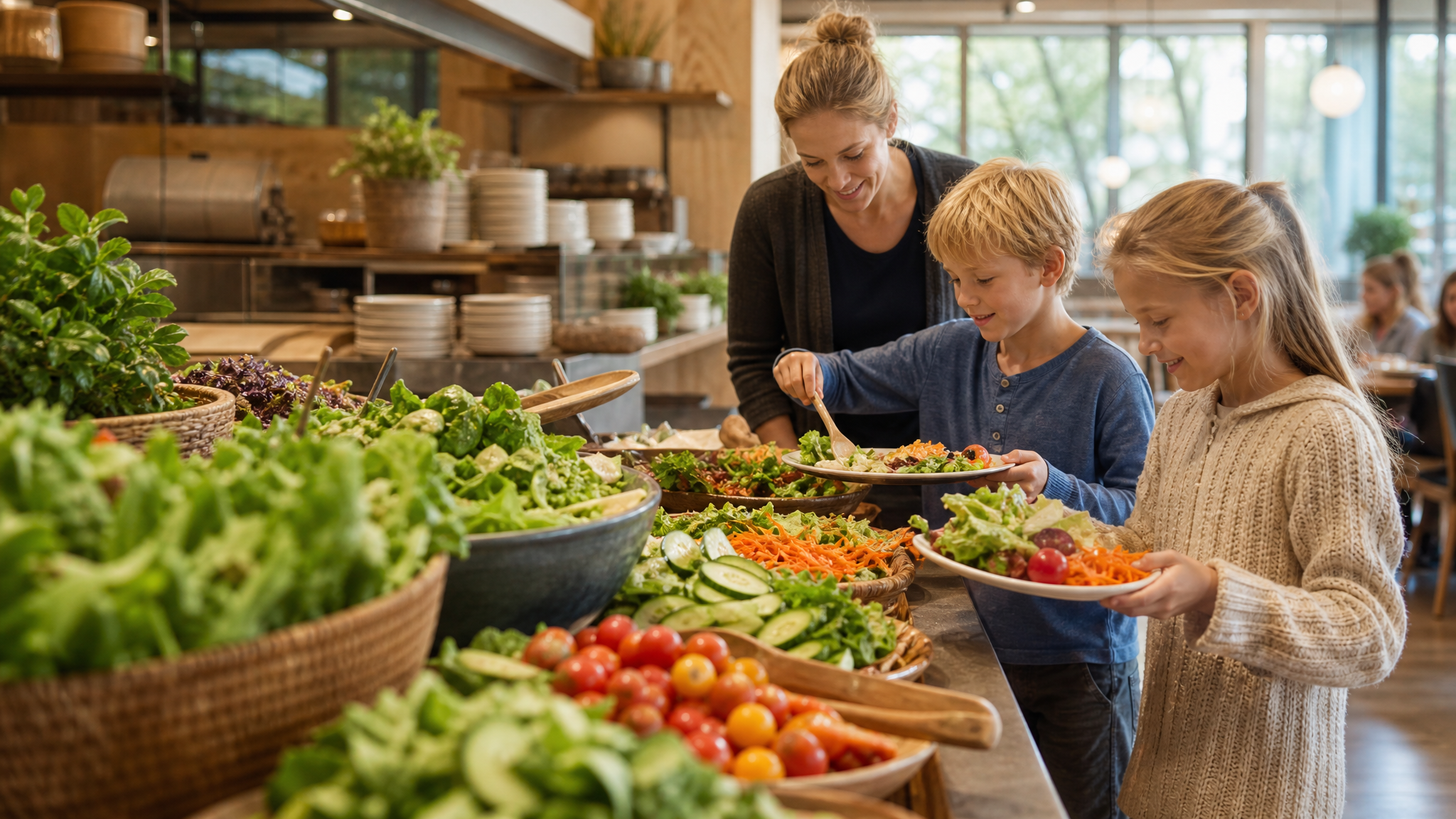 Barn i Mora som äter näringsrik skollunch med fokus på närproducerade grönsaker och lågt matsvinn.