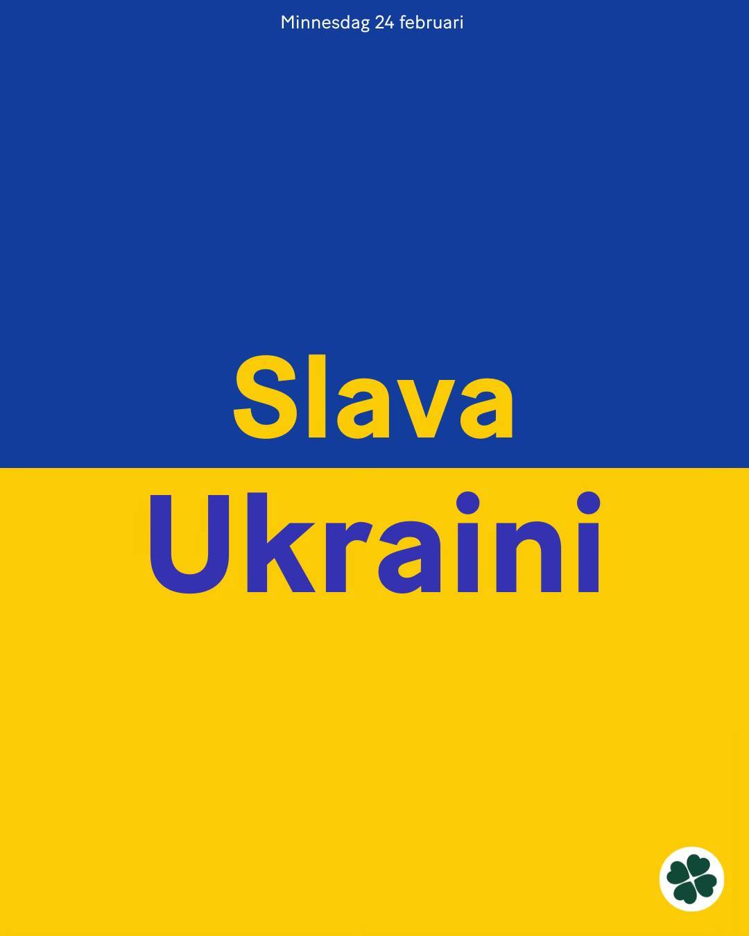 Slava Ukraini - bild på den ukrainska flaggan i gul & blått.