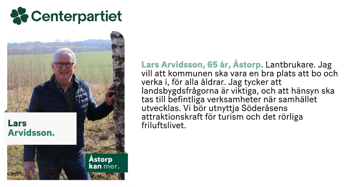 Lars Arvidsson, 65 år, Åstorp. Centerpartiet i Åstorp