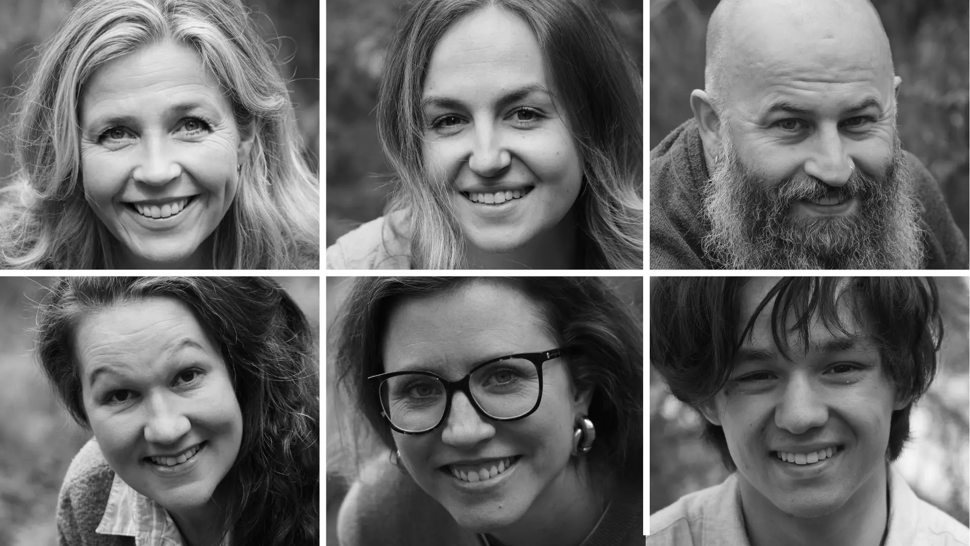 Ett montage bestående av sex porträttbilder, Kristina Lång, Miranda Ahlers, Peter Berg, Saana Nordvall, Charlotta Törnell Nivelius, Robinson Chu.