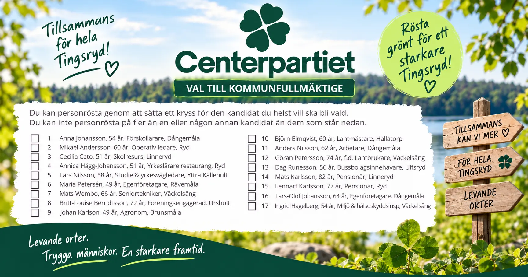 17 kandidater – ett lag för hela Tingsryds kommun