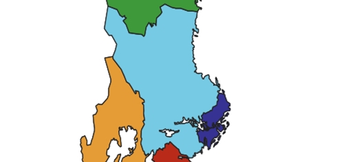 Kartbild över det tänkta Svealands län.