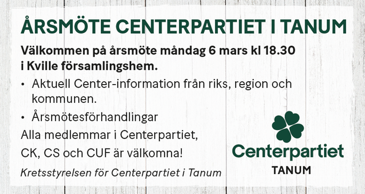 Centerpartiet Tanum Hela kommunen ska leva och utvecklas
