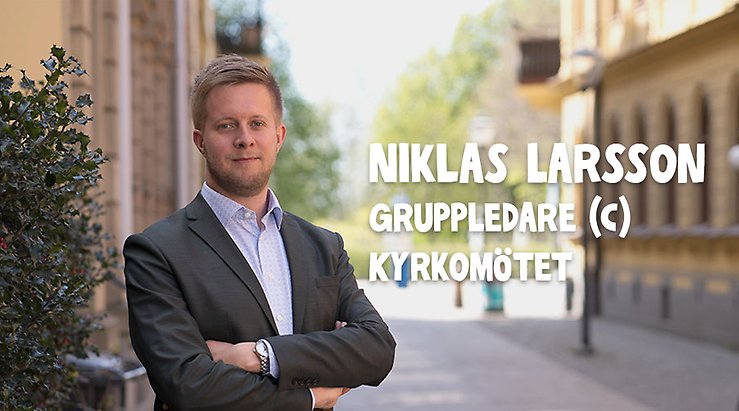 Bild på Niklas Larsson, gruppledare för Centerpartiet i Kyrkomötet.
