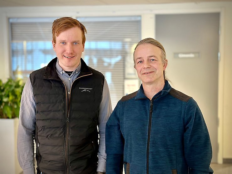 Centerpartiets representanter i tekniska nämnden, från vänster ersättare Andreas Ekegren Hällgren och ledamot Fredrik Rönn.