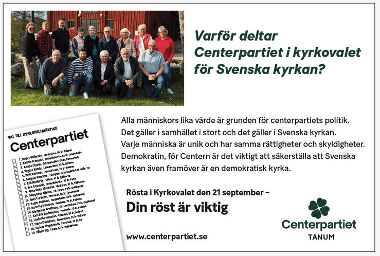 Centerpartiet Tanum Hela kommunen ska leva och utvecklas